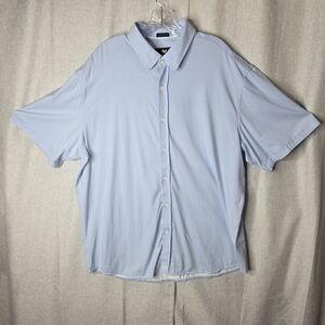 Buttercloth Icy Cotton Shirt Mens 3XL Tall Fit Blue Geometric Short Sleeve Knit